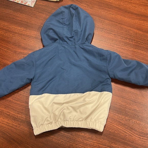 Color-Block Hooded 1/2 Zip Windbreaker Pullover - Navy and Khaki - Picture 5 of 6